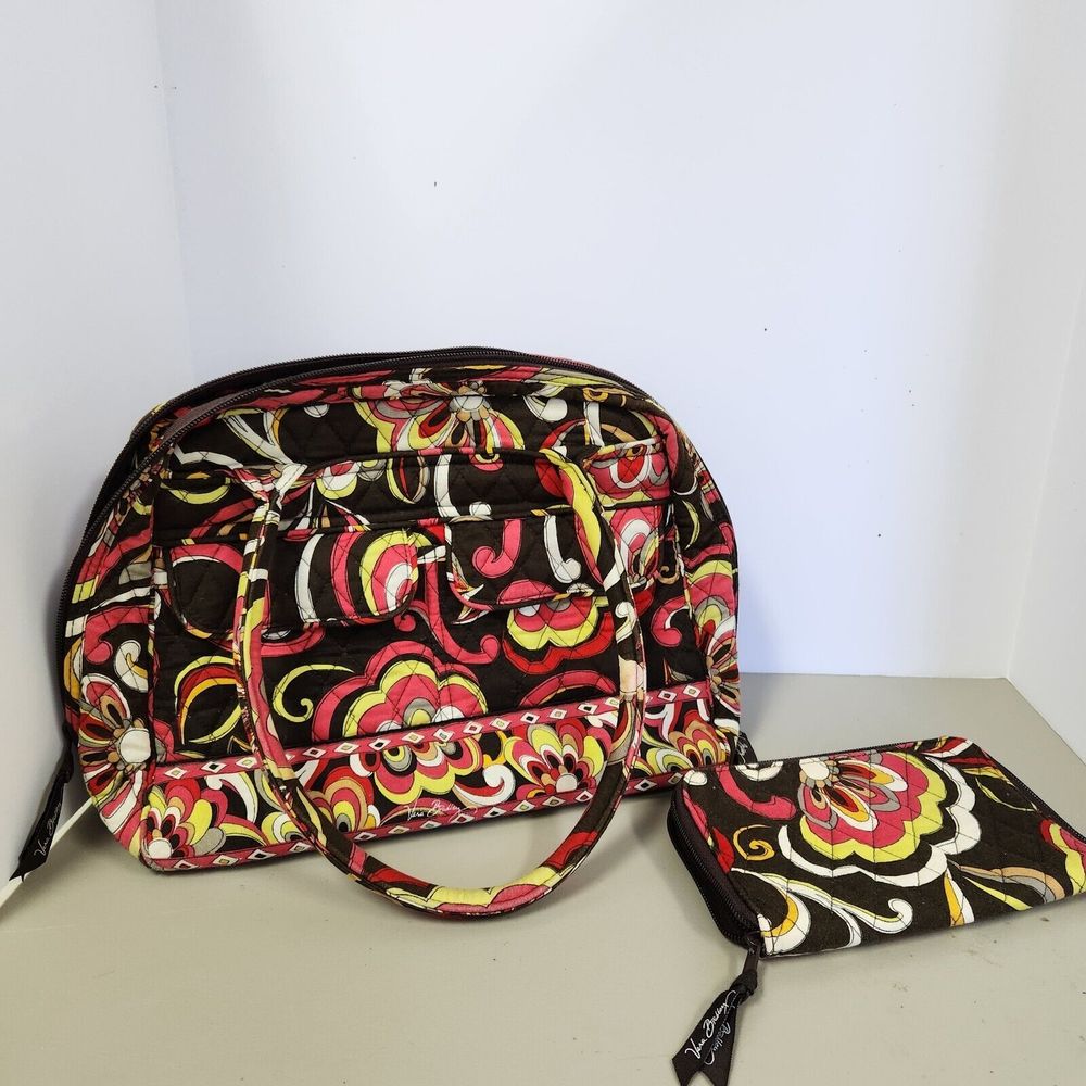 Vera Bradley Shoulder Bag & Zippered Wallet Retired Puccini Print